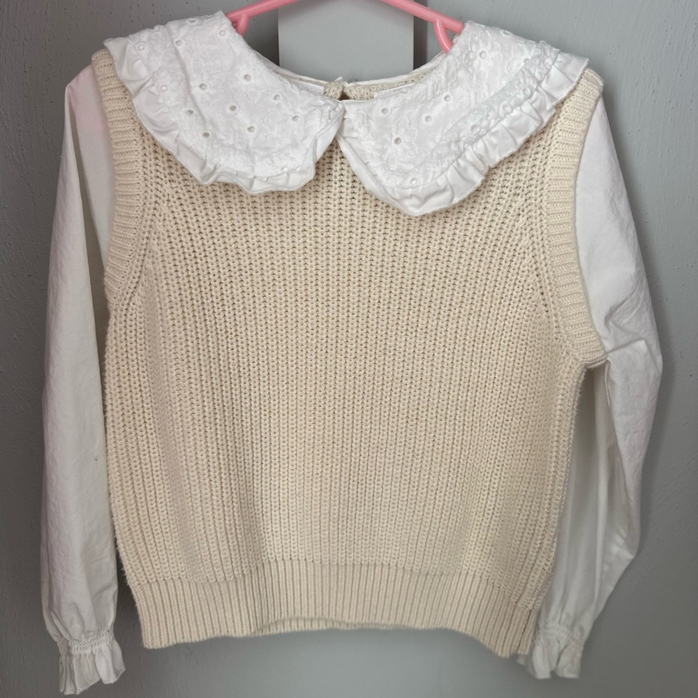 Zara Toddler Cream Sweater with White Collar